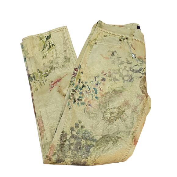 Ralph Lauren Purple Label 160 Slim Floral Denim Pant Womens 25 Yellow - Picture 10 of 14